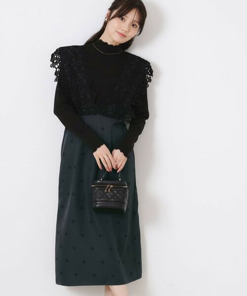 Couture Brooch / クチュールブローチ ロング・マキシ丈ワンピース | レースデザインドットジャンスカ | 詳細12