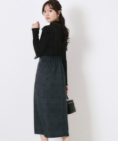 Couture Brooch / クチュールブローチ ロング・マキシ丈ワンピース | レースデザインドットジャンスカ | 詳細14