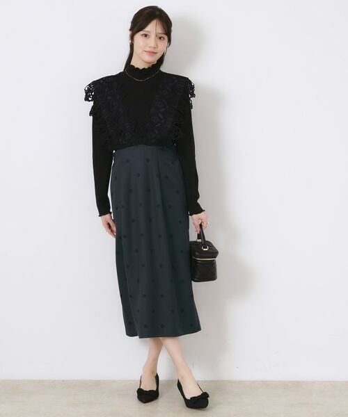 Couture Brooch / クチュールブローチ ロング・マキシ丈ワンピース | レースデザインドットジャンスカ | 詳細15