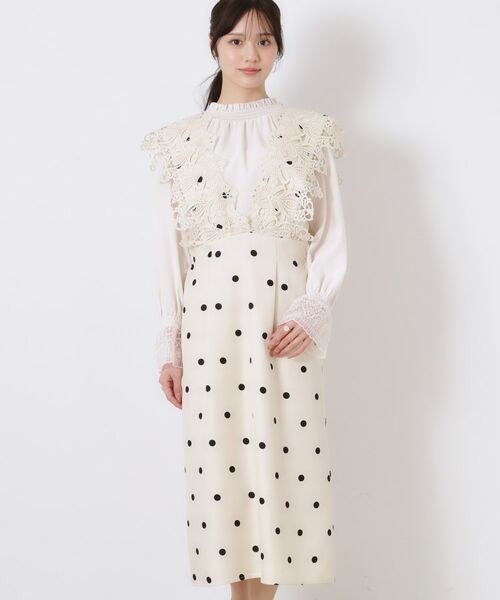 Couture Brooch / クチュールブローチ ロング・マキシ丈ワンピース | レースデザインドットジャンスカ | 詳細19