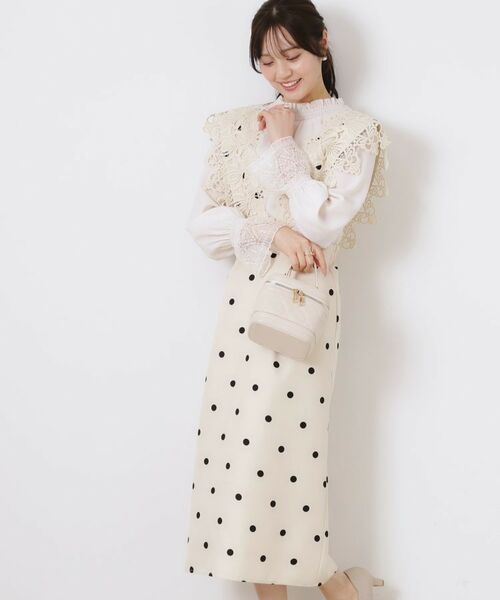 Couture Brooch / クチュールブローチ ロング・マキシ丈ワンピース | レースデザインドットジャンスカ | 詳細3