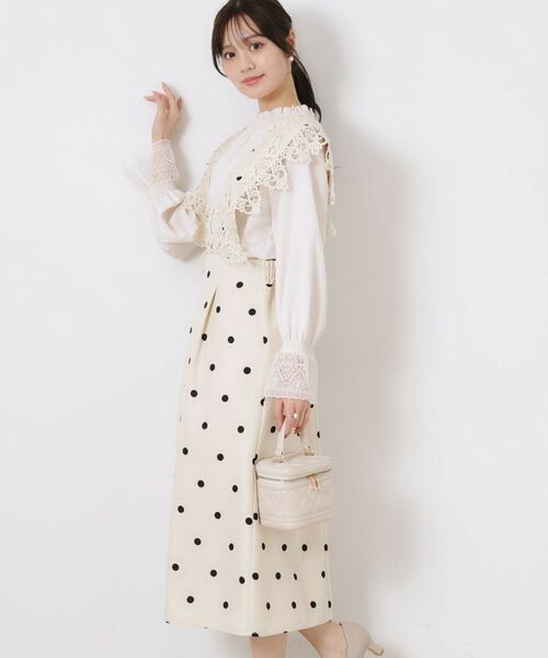 Couture Brooch / クチュールブローチ ロング・マキシ丈ワンピース | レースデザインドットジャンスカ | 詳細4