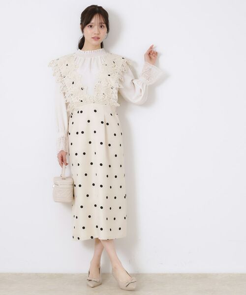 Couture Brooch / クチュールブローチ ロング・マキシ丈ワンピース | レースデザインドットジャンスカ | 詳細6