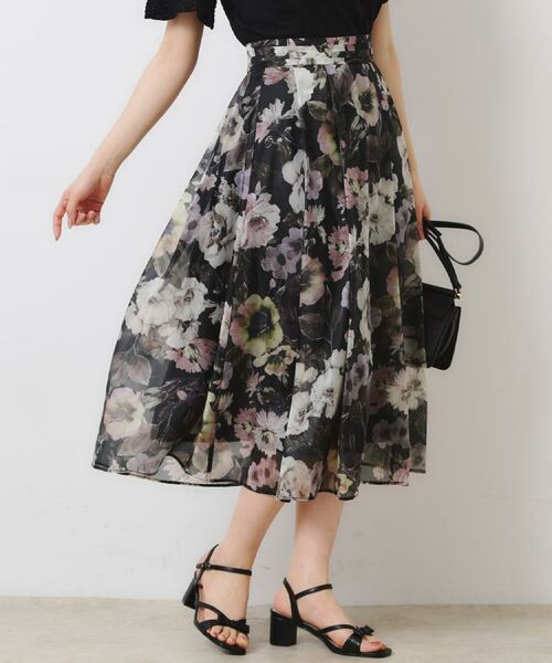 Couture Brooch / クチュールブローチ ロング・マキシ丈スカート | 【一枚で着映える・華やか・上品】Summerオーガンフルールスカート(ブラック(119))
