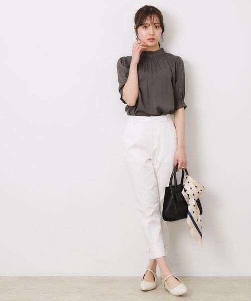 Couture Brooch / クチュールブローチ シャツ・ブラウス | 【SS～LLサイズ・二の腕カバー・通勤】RTピケシャーリングブラウス | 詳細14