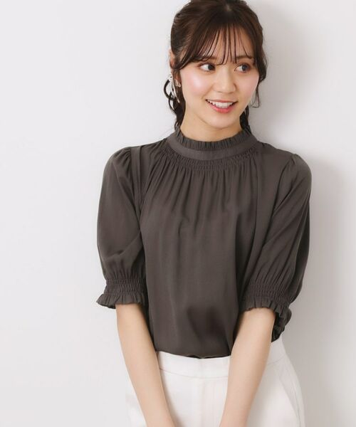 Couture Brooch / クチュールブローチ シャツ・ブラウス | 【SS～LLサイズ・二の腕カバー・通勤】RTピケシャーリングブラウス | 詳細17