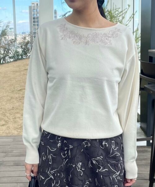 Couture Brooch / クチュールブローチ ニット・セーター | 【大人可愛い・通勤】フラワーエンブロニット | 詳細13