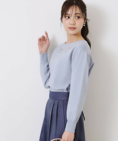 Couture Brooch / クチュールブローチ ニット・セーター | 【大人可愛い・通勤】フラワーエンブロニット | 詳細20