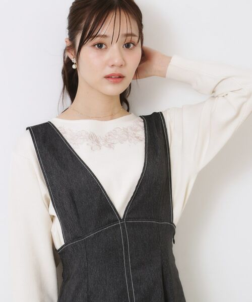 Couture Brooch / クチュールブローチ ニット・セーター | 【大人可愛い・通勤】フラワーエンブロニット | 詳細4