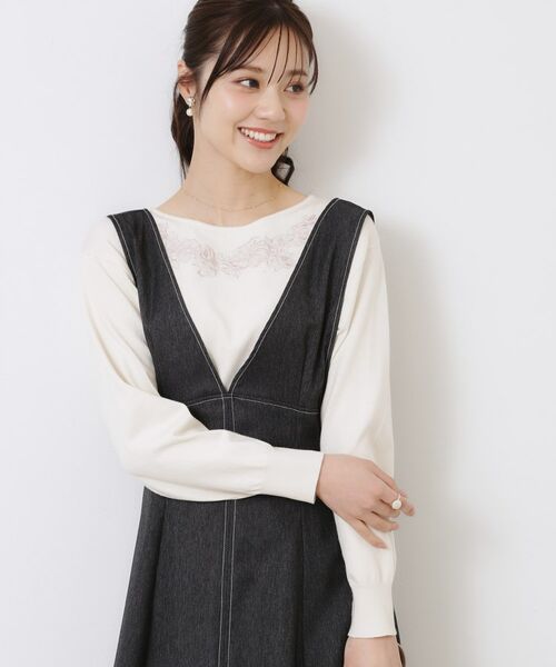 Couture Brooch / クチュールブローチ ニット・セーター | 【大人可愛い・通勤】フラワーエンブロニット | 詳細6