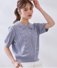 Couture Brooch / クチュールブローチ ニット・セーター | 【洗える・大人可愛い】リボン透かし柄ポロニット