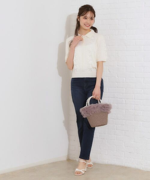 Couture Brooch / クチュールブローチ ニット・セーター | 【洗える・大人可愛い】リボン透かし柄ポロニット | 詳細1