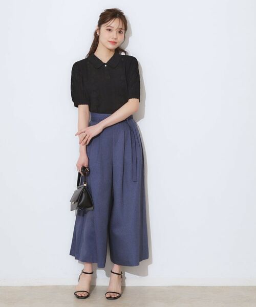 Couture Brooch / クチュールブローチ ニット・セーター | 【洗える・大人可愛い】リボン透かし柄ポロニット | 詳細10