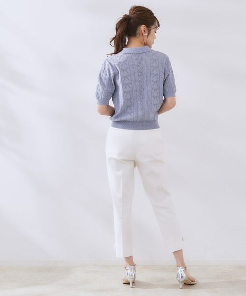 Couture Brooch / クチュールブローチ ニット・セーター | 【洗える・大人可愛い】リボン透かし柄ポロニット | 詳細20