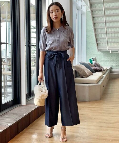 Couture Brooch / クチュールブローチ ニット・セーター | 【洗える・大人可愛い】リボン透かし柄ポロニット | 詳細25