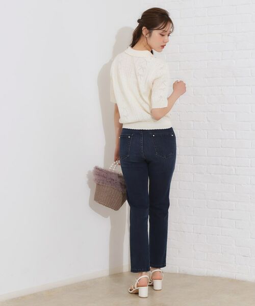 Couture Brooch / クチュールブローチ ニット・セーター | 【洗える・大人可愛い】リボン透かし柄ポロニット | 詳細3