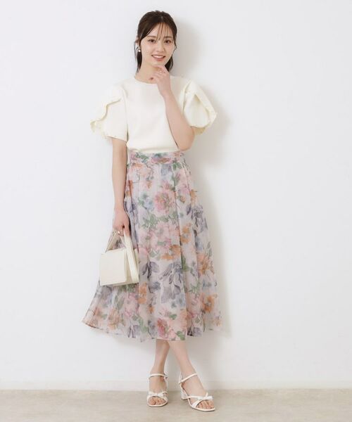 Couture Brooch / クチュールブローチ ニット・セーター | 【一枚でキマる・華やか】パール調付チューリップ袖ニット | 詳細1