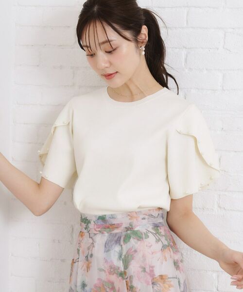 Couture Brooch / クチュールブローチ ニット・セーター | 【一枚でキマる・華やか】パール調付チューリップ袖ニット | 詳細10