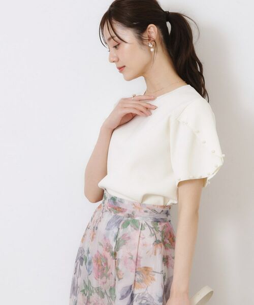 Couture Brooch / クチュールブローチ ニット・セーター | 【一枚でキマる・華やか】パール調付チューリップ袖ニット | 詳細5