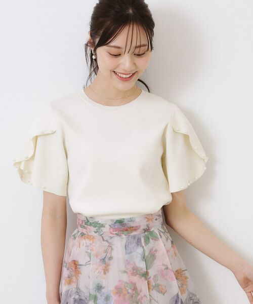 Couture Brooch / クチュールブローチ ニット・セーター | 【一枚でキマる・華やか】パール調付チューリップ袖ニット | 詳細6