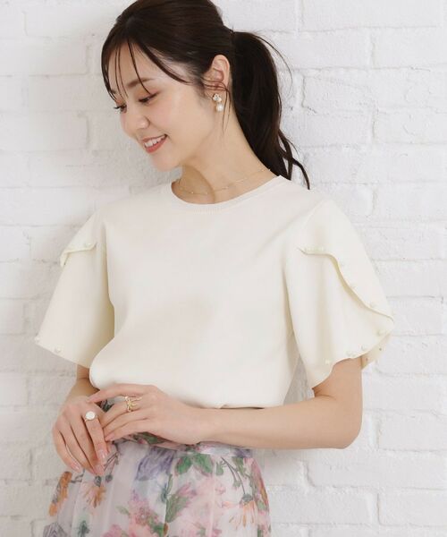 Couture Brooch / クチュールブローチ ニット・セーター | 【一枚でキマる・華やか】パール調付チューリップ袖ニット | 詳細8