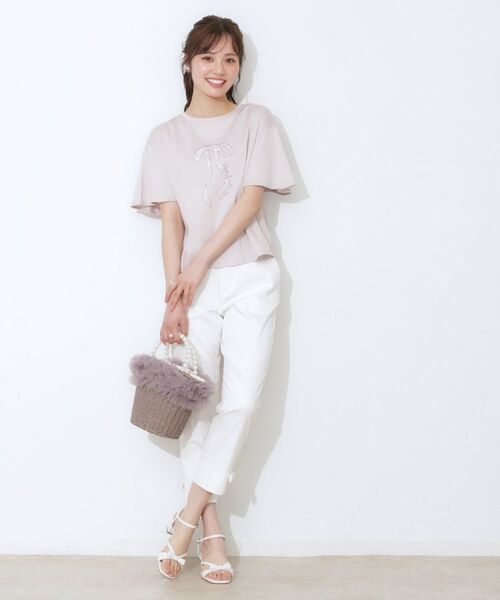 Couture Brooch / クチュールブローチ Tシャツ | 【マシンウォッシャブル・接触冷感・UV機能】60リボンロゴプリント フレアーT | 詳細26