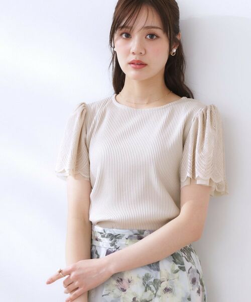 Couture Brooch / クチュールブローチ カットソー | 【二の腕カバー・通勤】レース袖テレコトップス | 詳細16