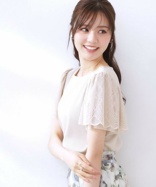 Couture Brooch / クチュールブローチ カットソー | 【二の腕カバー・通勤】レース袖テレコトップス | 詳細17