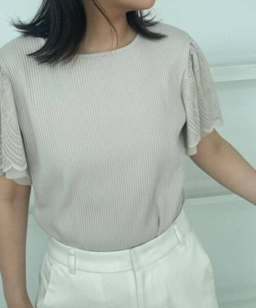 Couture Brooch / クチュールブローチ カットソー | 【二の腕カバー・通勤】レース袖テレコトップス | 詳細20