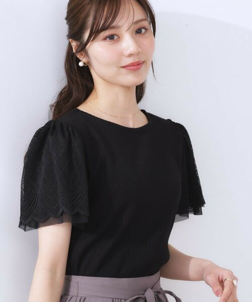 Couture Brooch / クチュールブローチ カットソー | 【二の腕カバー・通勤】レース袖テレコトップス | 詳細24