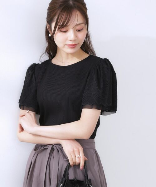 Couture Brooch / クチュールブローチ カットソー | 【二の腕カバー・通勤】レース袖テレコトップス | 詳細26