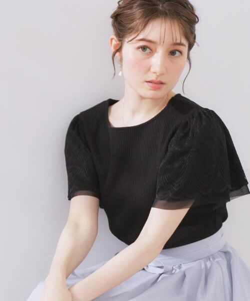 Couture Brooch / クチュールブローチ カットソー | 【二の腕カバー・通勤】レース袖テレコトップス | 詳細28