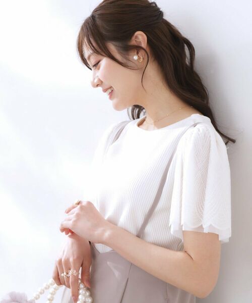 Couture Brooch / クチュールブローチ カットソー | 【二の腕カバー・通勤】レース袖テレコトップス | 詳細5