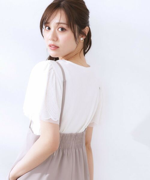 Couture Brooch / クチュールブローチ カットソー | 【二の腕カバー・通勤】レース袖テレコトップス | 詳細6