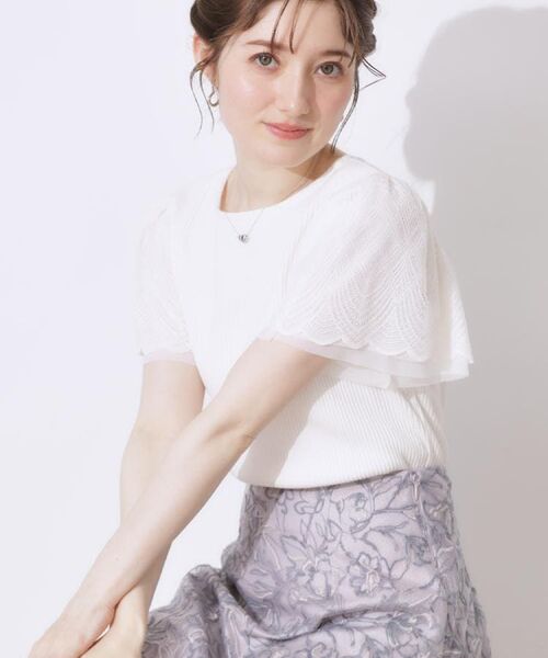 Couture Brooch / クチュールブローチ カットソー | 【二の腕カバー・通勤】レース袖テレコトップス | 詳細7