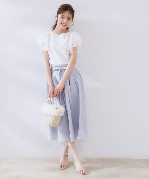 Couture Brooch / クチュールブローチ カットソー | 【接触冷感・UVカット・二の腕カバー】ラッフルフレアスリーブ | 詳細1