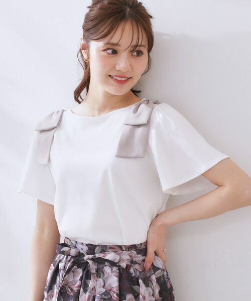 Couture Brooch / クチュールブローチ カットソー | 【リボン・マシンウォッシャブル・UV機能・接触冷感】肩リボントップス | 詳細4