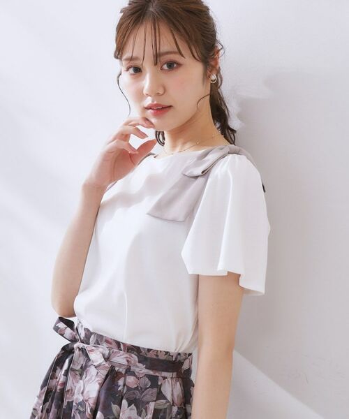 Couture Brooch / クチュールブローチ カットソー | 【リボン・マシンウォッシャブル・UV機能・接触冷感】肩リボントップス | 詳細5