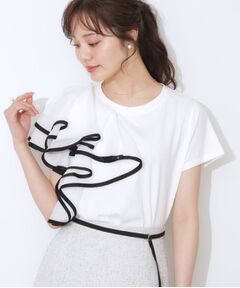 Couture Brooch / クチュールブローチ カットソー | シルケットアシメデザインフリルT