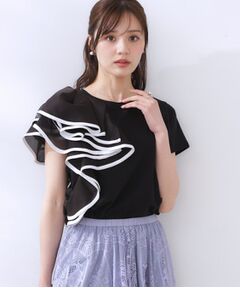 Couture Brooch / クチュールブローチ カットソー | シルケットアシメデザインフリルT