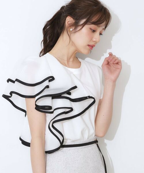 Couture Brooch / クチュールブローチ カットソー | シルケットアシメデザインフリルT | 詳細1