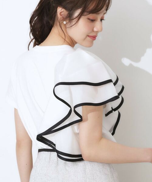 Couture Brooch / クチュールブローチ カットソー | シルケットアシメデザインフリルT | 詳細3