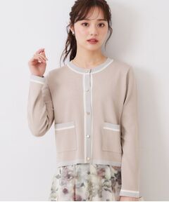 Couture Brooch / クチュールブローチ カーディガン・ボレロ | 【きれいめ・通勤・初夏まで着られる】配色ラメカーディガン