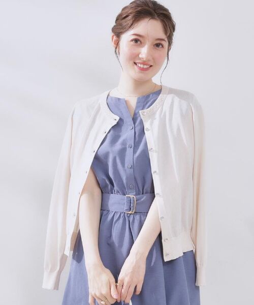 Couture Brooch / クチュールブローチ カーディガン・ボレロ | 【手洗い可能・UV・アンチピリング・接触冷感】ポイント透かしニットカーディー | 詳細11