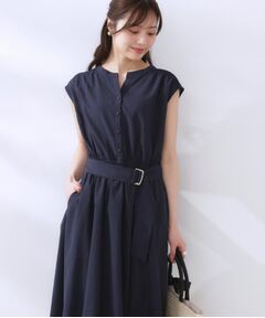Couture Brooch / クチュールブローチ ミニ丈・ひざ丈ワンピース | 【ドライタッチ・しわになりにくい・通勤】麻調シャツワンピース