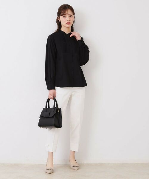 Couture Brooch / クチュールブローチ ショート・ハーフ・半端丈パンツ | 【スッキリ見え・美脚・通勤】リボンポイントサテストパンツ | 詳細1