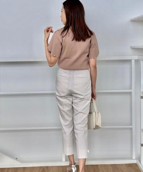 Couture Brooch / クチュールブローチ ショート・ハーフ・半端丈パンツ | 【スッキリ見え・美脚・通勤】リボンポイントサテストパンツ | 詳細10