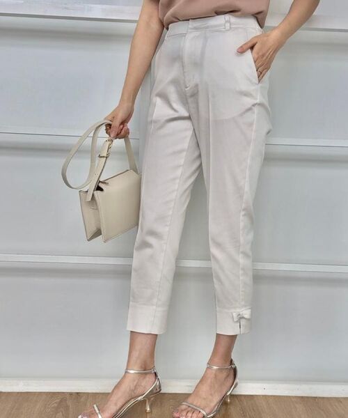 Couture Brooch / クチュールブローチ ショート・ハーフ・半端丈パンツ | 【スッキリ見え・美脚・通勤】リボンポイントサテストパンツ | 詳細11