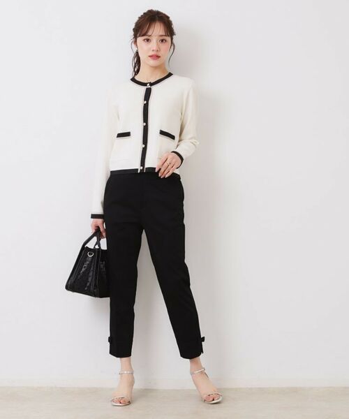 Couture Brooch / クチュールブローチ ショート・ハーフ・半端丈パンツ | 【スッキリ見え・美脚・通勤】リボンポイントサテストパンツ | 詳細12