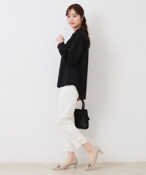 Couture Brooch / クチュールブローチ ショート・ハーフ・半端丈パンツ | 【スッキリ見え・美脚・通勤】リボンポイントサテストパンツ | 詳細2